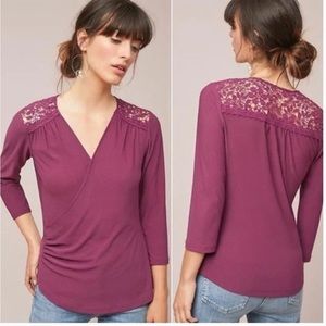Anthropologie Maeve Marywood Wrap‎ Plum Top Large